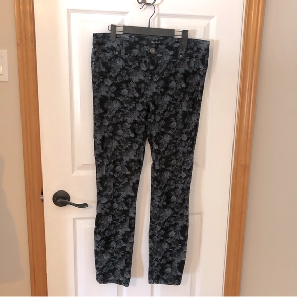 ☀️ Foxy Jeans Corduroy Black&Floral Pants Size 29 - Picture 2 of 9